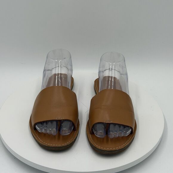 Madewell The Boardwalk Post Slide Women's Size 8.5 Tan Leather Sandals Thong - Picture 3 of 8